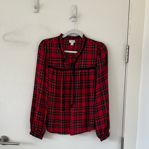 J. Crew Velvet Neck Tie Top - Picture 2 of 4